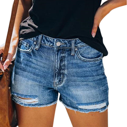Joanne – Summer Denim Shorts with Fringes