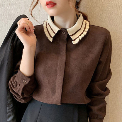 Kathryn – Long Sleeve Corduroy Shirt for Women in Fall and Winter