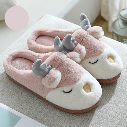 Kelly – Cozy Winter Moose Plush Slippers