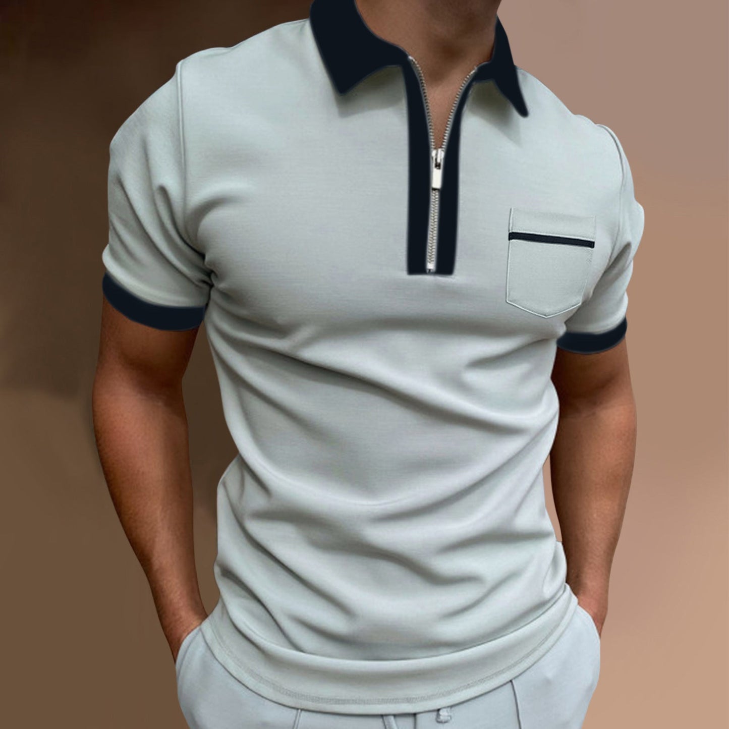 Elliot – Stylish Men's Polo Shirt with Lapel Collar and Slim Fit