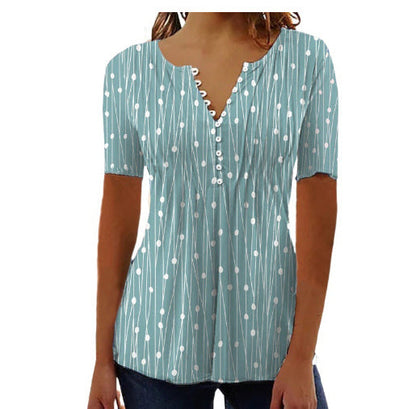 Abigail – Printed Long Sleeve Blouse with V-neck
