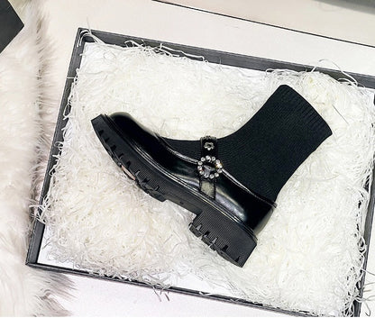 Rose – Thick-Sole Women's Sock Boots in Martin Style