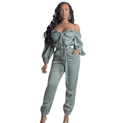 Christina – Streetwear Jumpsuit with Sexy Off-Shoulder Design