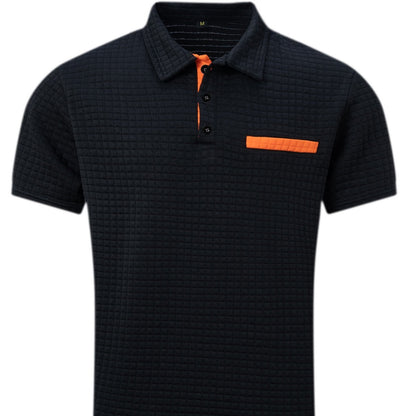 David – Men's Polo Shirt with Jacquard Check Pattern