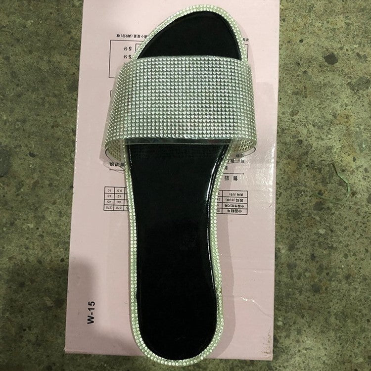 Denise – Large Rhinestone Sandals and Slides for Women with Low Heel