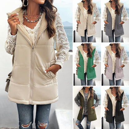 Marie – Casual Women's Vest with Hood and Pockets