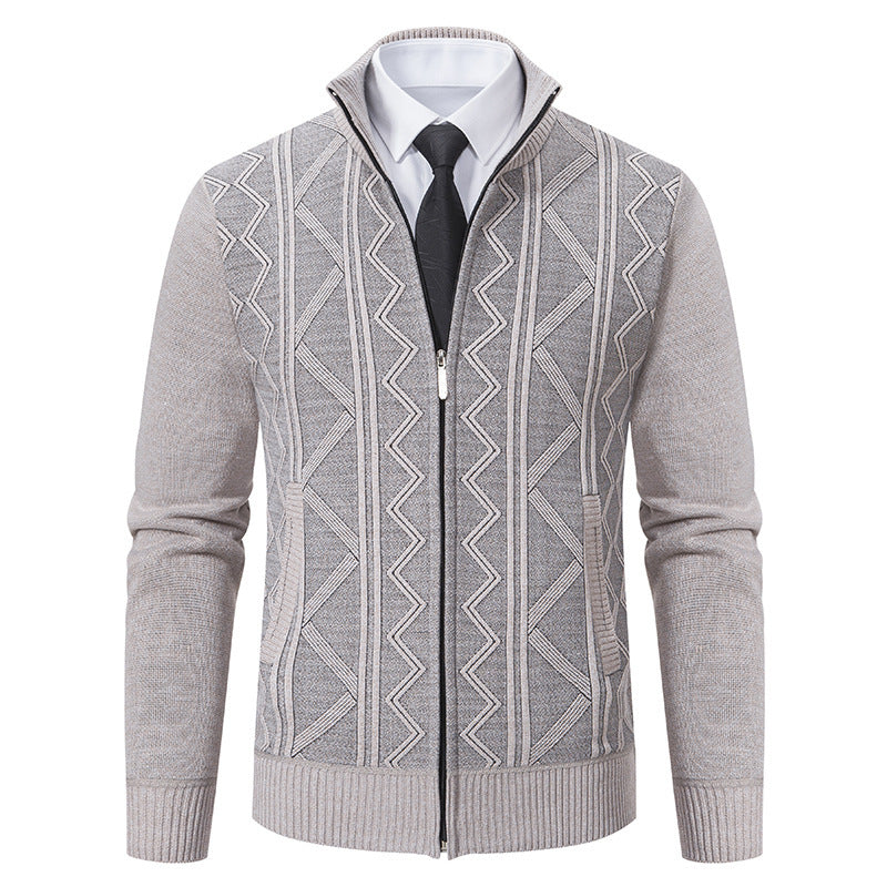 Bernard – Wool Men's Cardigan with Stand Collar for Fall and Winter