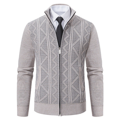 Bernard – Wool Men's Cardigan with Stand Collar for Fall and Winter