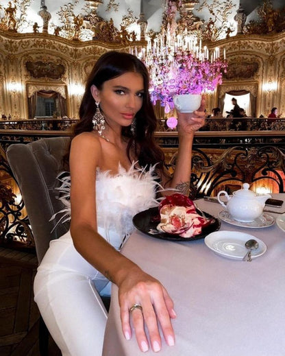 Shannon – Modern Women's Jumpsuit with Feather Design