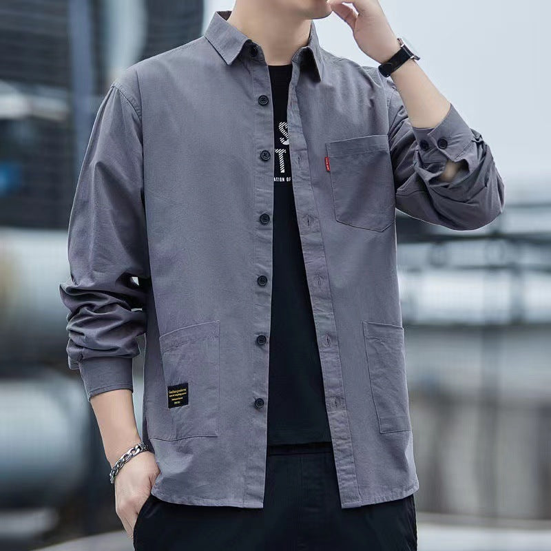 Terence – Casual Reversible Long Sleeve Shirt with Pockets