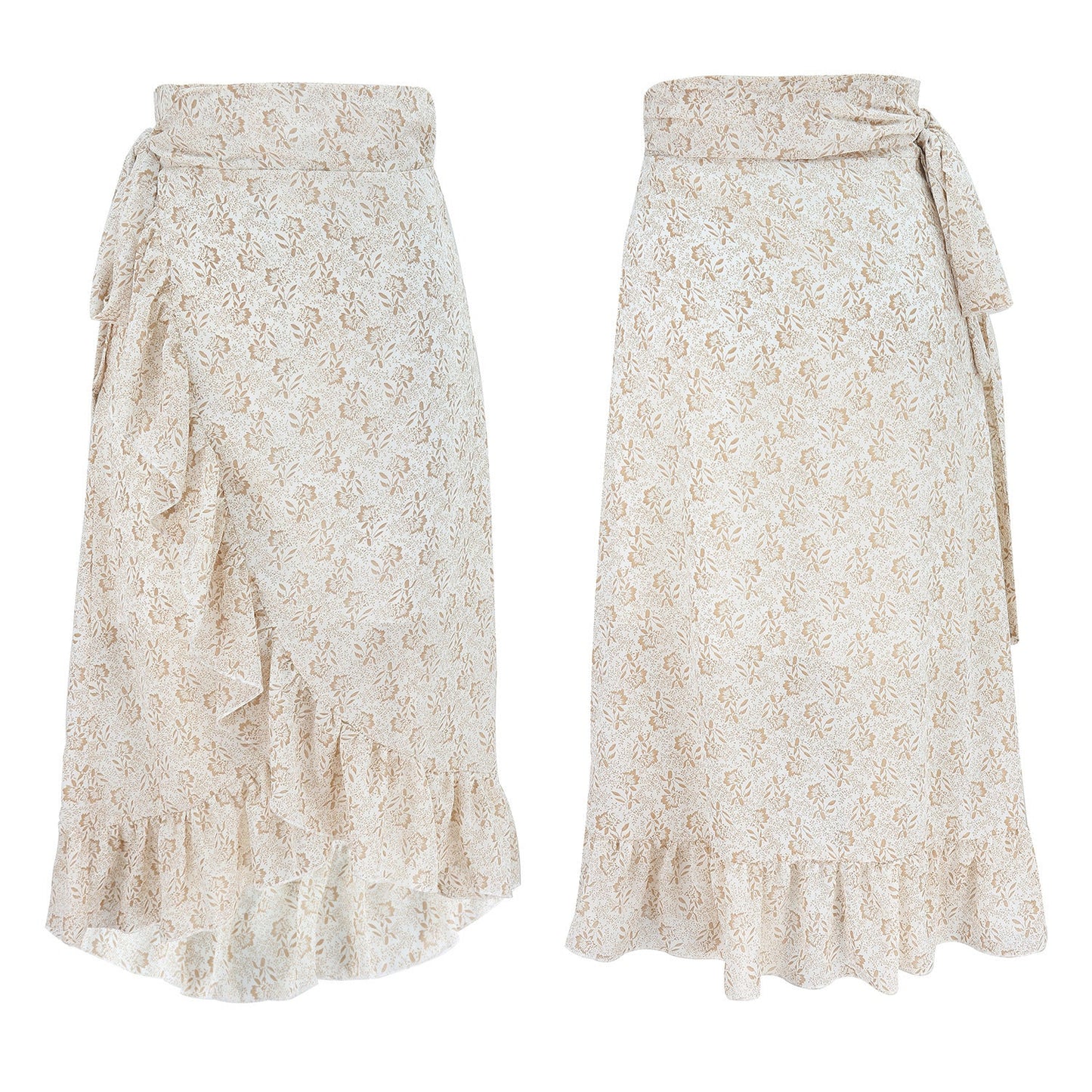 Julia – Long Floral Skirt with Ruffle Detail