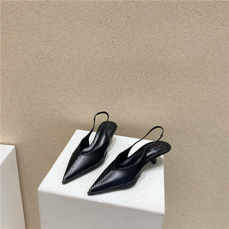 Rebecca – Mid-Heel Women's Baotou Sandals with Pointed Toe