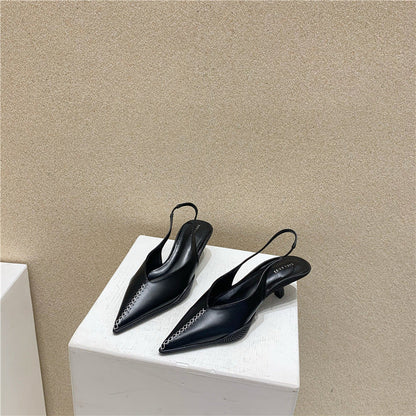 Rebecca – Mid-Heel Women's Baotou Sandals with Pointed Toe