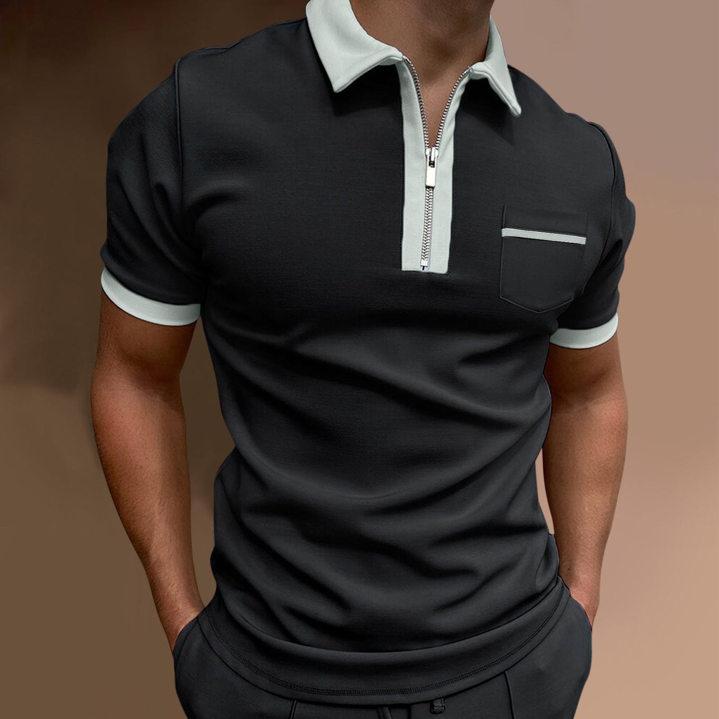 Elliot – Stylish Men's Polo Shirt with Lapel Collar and Slim Fit