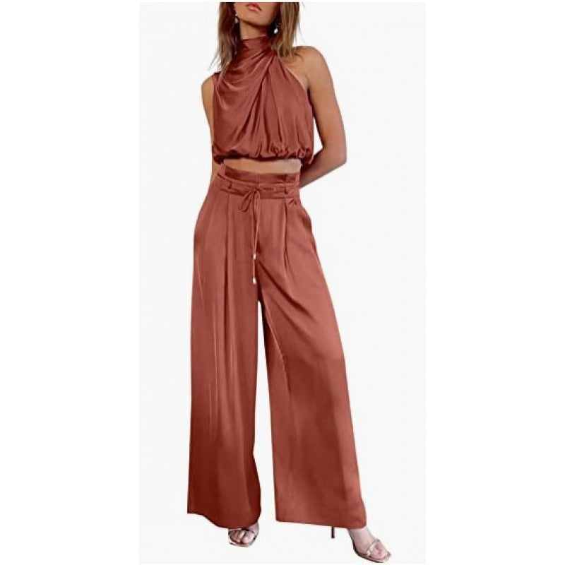 Carly – Fashionable Sleeveless Top and Wide Leg Pants Set