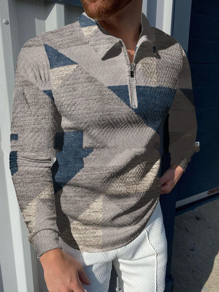 Jonathan – Casual Pullover with Lapel and Digital Print