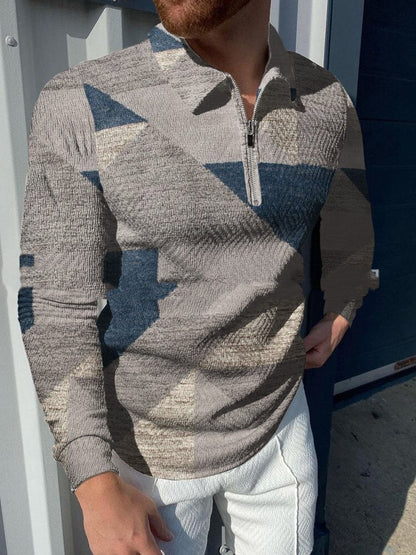 Jonathan – Casual Pullover with Lapel and Digital Print