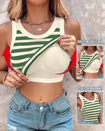 Sarah – Slim Striped Tank Top with Bralette