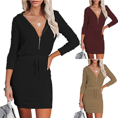 Jane – Hooded Tunic Dress with Zipper