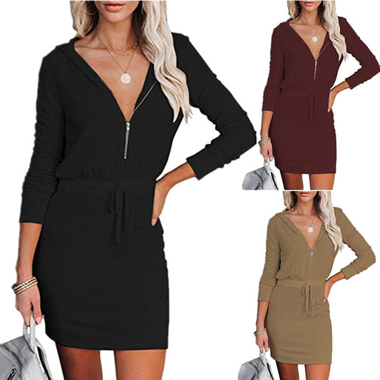 Jane – Hooded Tunic Dress with Zipper