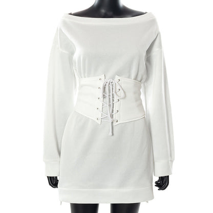 Joy – Long Sleeve Lace-Up Tunic Dress